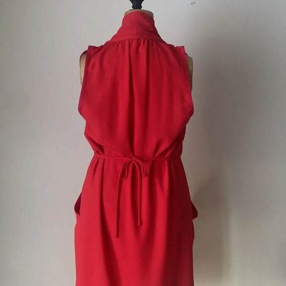 WILFRED red short dress sz S tie at waist lined pockets excellent condition - Picture 3 of 8